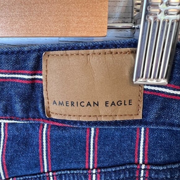American Eagle Mini Skirt Womens Size 2 Red, White, Blue Stripe Denim July 4th - Picture 13 of 16